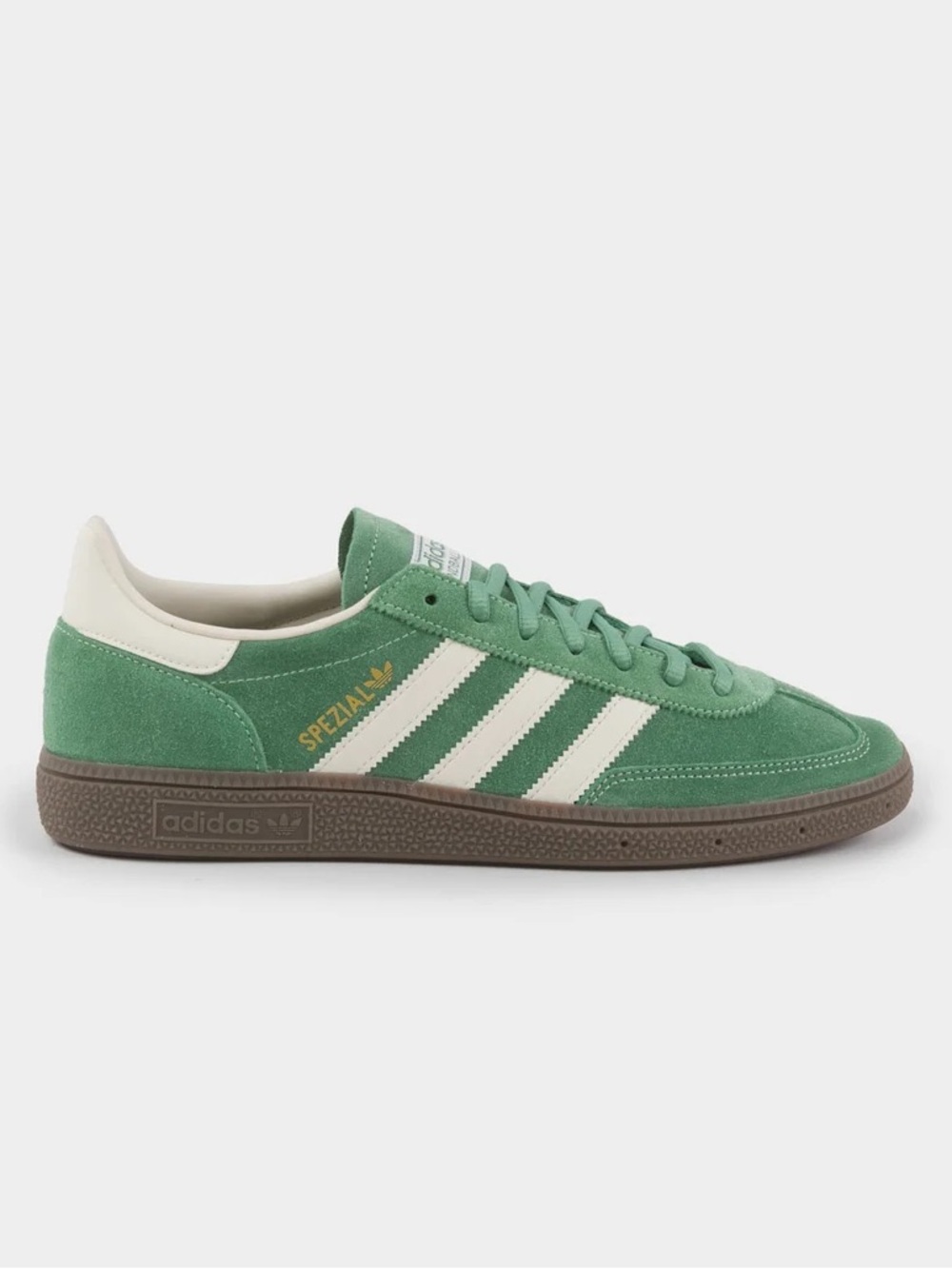 Adidas Green Suede Handball Speziel Sneakers with White Stripes